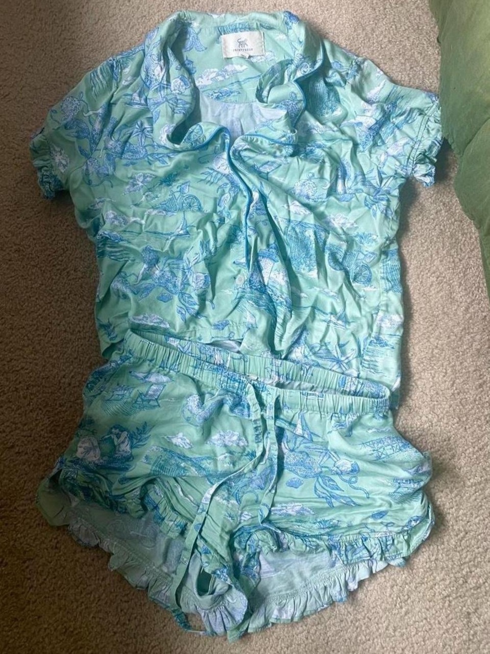 Printfresh Mermaid Toile Ruffle Pajamas